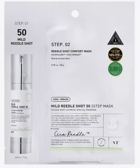 VT COSMETICS Cica x Hyalon Mild Reedle Shot 50 Maska do twarzy dwuetapowa