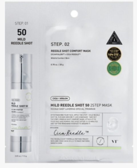 VT COSMETICS Cica x Hyalon Mild Reedle Shot 50 Maska do twarzy dwuetapowa