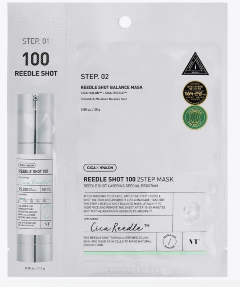 VT COSMETICS Maska wzmacniająca do twarzy z mikroigłami Reedle Shot 100 2-Step Mask