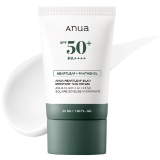 ANUA - Heartleaf Silky Moisture Sun Cream, Krem przeciwsłoneczny do twarzy, SPF 50+ PA++++