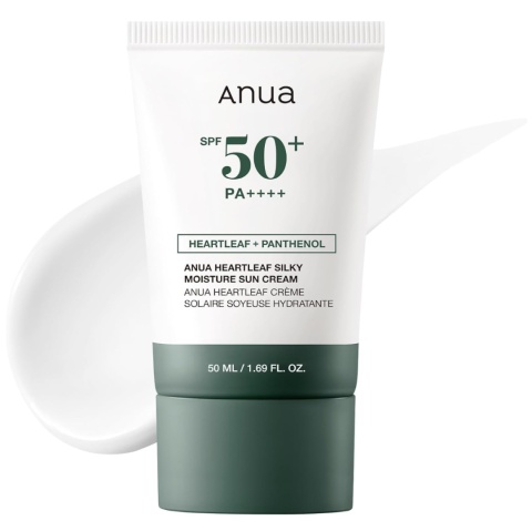 ANUA - Heartleaf Silky Moisture Sun Cream, Krem przeciwsłoneczny do twarzy, SPF 50+ PA++++