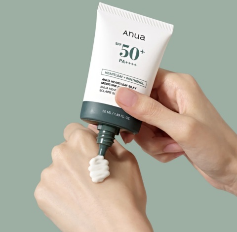ANUA - Heartleaf Silky Moisture Sun Cream, Krem przeciwsłoneczny do twarzy, SPF 50+ PA++++