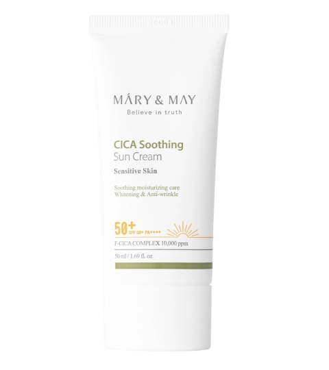 Mary&May - Cica Soothing Sun Cream SPF50+/PA++++ - Kojąco-Nawilżający Krem z Filtrem Przeciwsłonecznym - 50ml