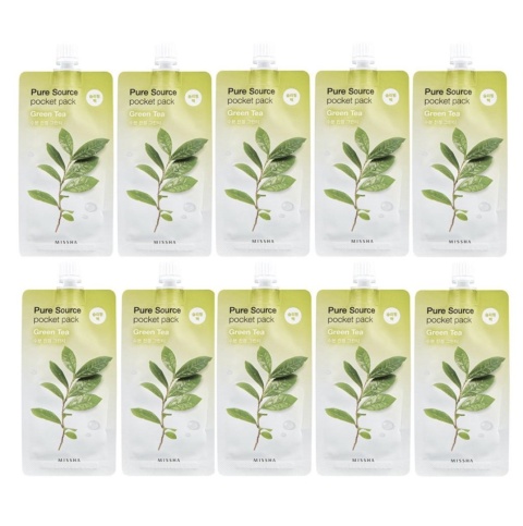 MISSHA - Maska na noc PURE SOURCE POCKET PACK GREEN TEA - 10ml