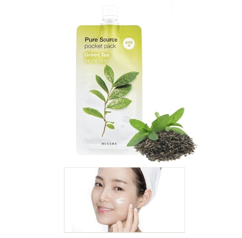 MISSHA - Maska na noc PURE SOURCE POCKET PACK GREEN TEA - 10ml